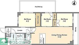 アジールコート練馬中村橋 4階3LDKの間取り