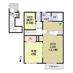 フォレストコートＡ棟 2階1SLDKの間取り