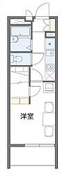 レオパレスプラムコート 1階1Kの間取り