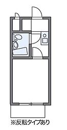 レオパレスグリーン 4階1Kの間取り