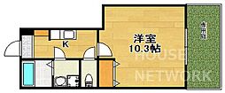 京阪本線 神宮丸太町駅 徒歩14分の賃貸アパート 1階1Kの間取り