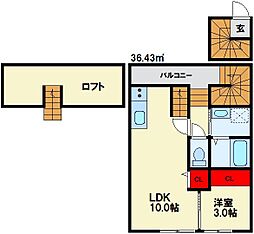 平成筑豊鉄道糸田線 田川後藤寺駅 徒歩4分の賃貸アパート 2階1LDKの間取り