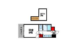 モーリックス立岩 1Kの間取図画像