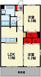 フォレストハイム2 2LDKの間取図画像
