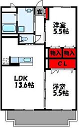 ユーミー桂川 2LDKの間取図画像