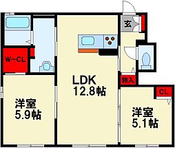 ファーストタワー立岩 2LDKの間取図画像