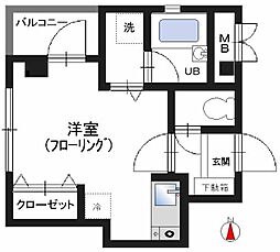 東京メトロ千代田線 綾瀬駅 徒歩1分の賃貸マンション 4階1Kの間取り