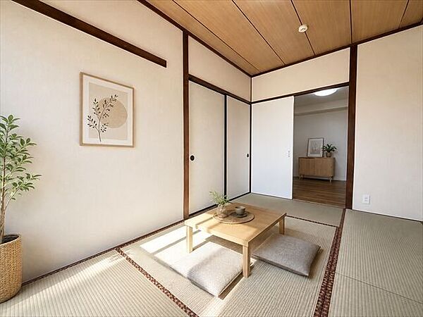 ※実際の写真に家具や調度品をCG合成したものです。家具等は販売に含まれておりません。畳のある暮らしが楽しめる和室。リビングとつながる落ち着いた空間です。