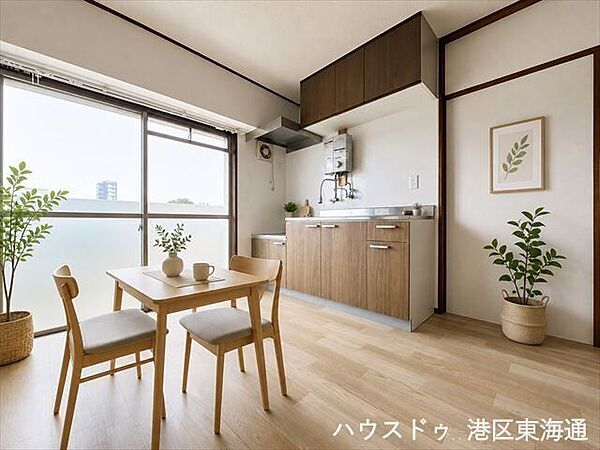 ※実際の写真に家具や調度品をＣＧ合成したものです。（家具等は販売に含まれておりません。）【明るい陽射しが射し込むＬＤＫ】