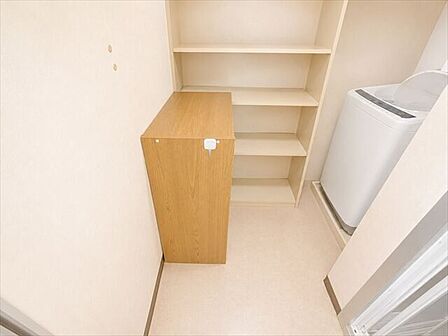 室内洗濯機置き場があるので、汚れた洋服を洗面台で一度洗ったらそのまま洗濯機に入れることが出来ます。