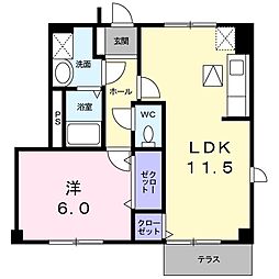 ガーデンハイツ 1階1LDKの間取り