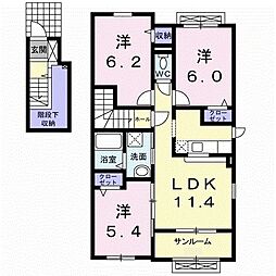 Iネット3 2階3LDKの間取り