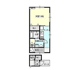 アバンティ木津C棟 1Kの間取図画像