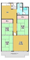 メガロコープ平野1号南棟 4DKの間取図画像