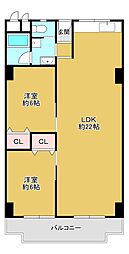 メガロコープ平野5号棟 2LDKの間取図画像
