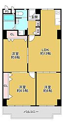 メガロコープ平野1号南棟 3LDKの間取図画像