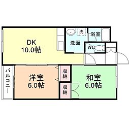 パナメゾンI 2階2LDKの間取り