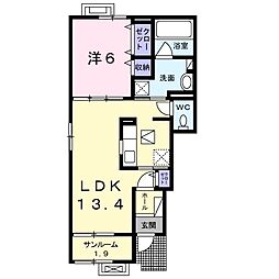 あいの風とやま鉄道 東富山駅 徒歩11分の賃貸アパート 1階1LDKの間取り