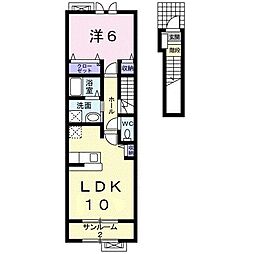 富山地方鉄道本線 東新庄駅 徒歩17分の賃貸アパート 2階1LDKの間取り
