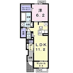 富山地方鉄道本線 越中荏原駅 徒歩33分の賃貸アパート 1階1LDKの間取り