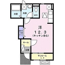 富山地方鉄道本線 越中荏原駅 徒歩36分の賃貸アパート 1階ワンルームの間取り