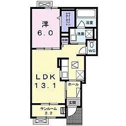 富山地方鉄道上滝線 朝菜町駅 徒歩5分の賃貸アパート 1階1LDKの間取り