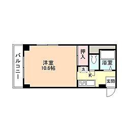 サークルパレス布瀬 3階1Kの間取り