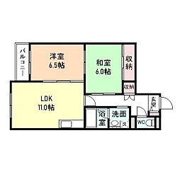 サンサーラ大町 1階2LDKの間取り