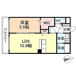 ユーミー下大久保 2階1LDKの間取り