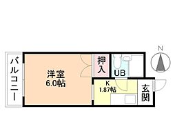 コーポ館出 1階1Kの間取り