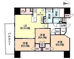 クレアホームズ富山上本町 14階3LDKの間取り