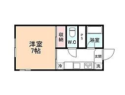 サンシャイン金泉寺 1階1Kの間取り