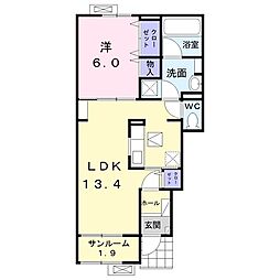 富山地方鉄道上滝線 不二越駅 徒歩29分の賃貸アパート 1階1LDKの間取り