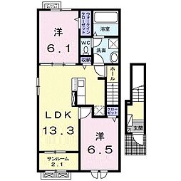 JR高山本線 速星駅 徒歩36分の賃貸アパート 2階2LDKの間取り
