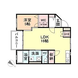 プルミエールU 1階1LDKの間取り