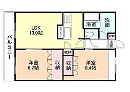 Mt．View大久保 1階2LDKの間取り