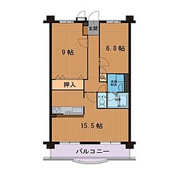 富山地方鉄道上滝線 朝菜町駅 3.5kmの賃貸マンション 2階2LDKの間取り