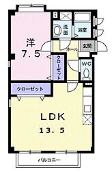 富山地方鉄道上滝線 南富山駅 3.3kmの賃貸アパート 1階1LDKの間取り