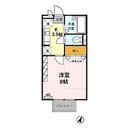 富山地方鉄道上滝線 上堀駅 徒歩4分の賃貸アパート 2階1Kの間取り