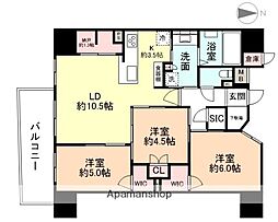 富山地方鉄道2系統 上本町駅 徒歩2分の賃貸マンション 14階3LDKの間取り