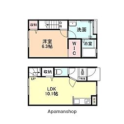 富山地方鉄道上滝線 大泉駅 徒歩15分の賃貸アパート 1階1LDKの間取り
