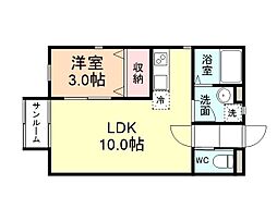 富山地方鉄道本線 越中荏原駅 徒歩5分の賃貸アパート 1階1LDKの間取り