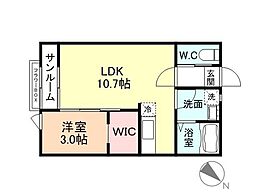 Ritomico　C棟 2階1LDKの間取り