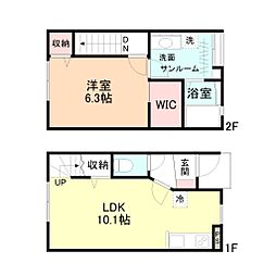 ジオコート上赤江　A棟 1階1LDKの間取り