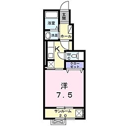 富山地方鉄道上滝線 不二越駅 徒歩26分の賃貸アパート 1階1Kの間取り
