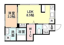 富山地鉄富山港線 粟島(大阪屋前)駅 徒歩3分の賃貸アパート 1階1LDKの間取り