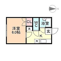 富山地方鉄道2系統 小泉町駅 徒歩15分の賃貸アパート 1階1Kの間取り
