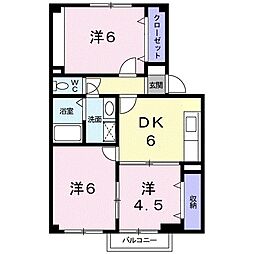 富山地方鉄道上滝線 大泉駅 徒歩22分の賃貸アパート 1階3DKの間取り
