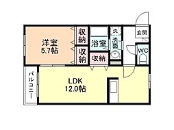 富山地方鉄道本線 越中荏原駅 徒歩34分の賃貸アパート 2階1LDKの間取り