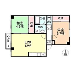 ぴあの 202 2階2LDKの間取り
